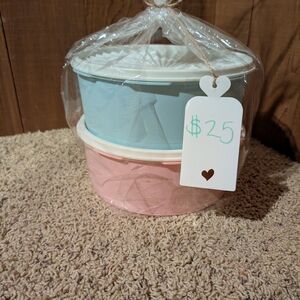 Tupperware Blue and Pink Servalier Containers